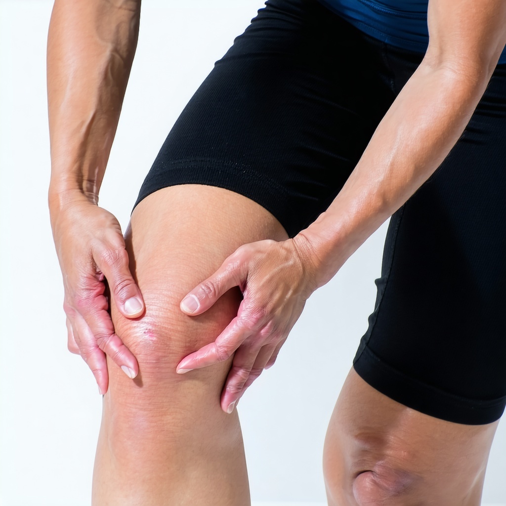 Person grabbing their knee while in pain